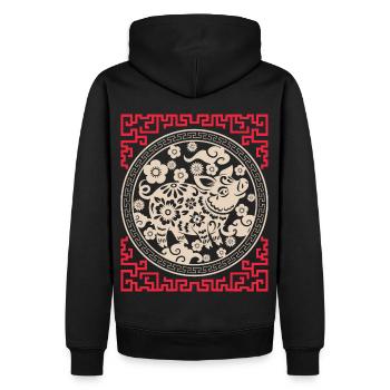 Horoscope chinois Chine Année du Cochon - Sweat à capuche Premium bio Homme - noir - Dos - Nico (187cm)