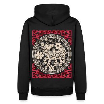 Chinesisches Horoskop China Jahr des Pferdes - Männer Premium Bio Hoodie - Schwarz - Hinten - Nico (187cm)