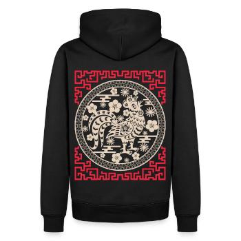 Horoscope chinois Chine Année du Coq - Sweat à capuche Premium bio Homme - noir - Dos - Nico (187cm)