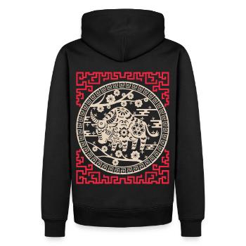 Horoscope chinois Chine Année du Buffle - Sweat à capuche Premium bio Homme - noir - Dos - Nico (187cm)