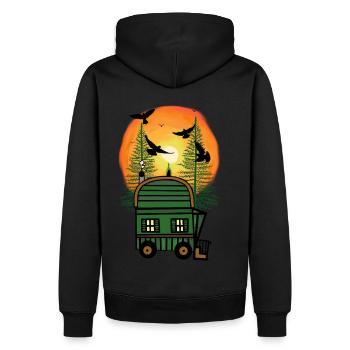 Bauwagen Naturfreund Freizeit Hippie wohnen Öko - Männer Premium Bio Hoodie - Schwarz - Hinten - Nico (187cm)