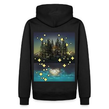 Nacht Himmel Natur Wildnis Bäume Gebirge Finnland - Männer Premium Bio Hoodie - Schwarz - Hinten - Nico (187cm)