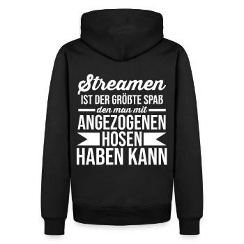 Gaming Zocken Zocker Gamer Streaming Streamer - Männer Premium Bio Hoodie - Schwarz - Hinten - Nico (187cm)