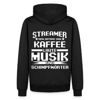 Gaming Zocken Zocker Gamer Streaming Streamer - Männer Premium Bio Hoodie - Schwarz - Hinten - Nico (187cm)