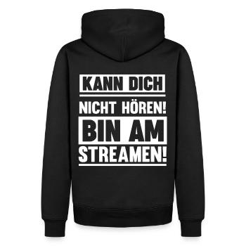Gaming Zocken Zocker Gamer Streaming Streamer - Männer Premium Bio Hoodie - Schwarz - Hinten - Nico (187cm)