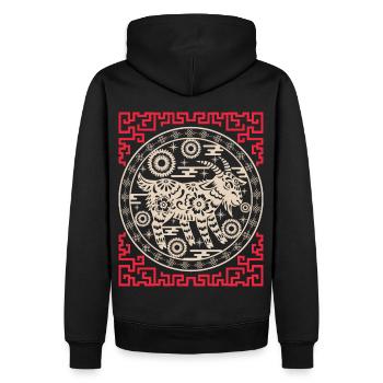 Horoscope chinois Chine Année de la Chèvre - Sweat à capuche Premium bio Homme - noir - Dos - Nico (187cm)
