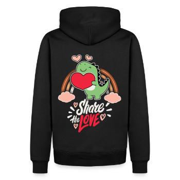 Lustiger Dinosaurier Liebe-Love Valentinstag - Männer Premium Bio Hoodie - Schwarz - Hinten - Nico (187cm)