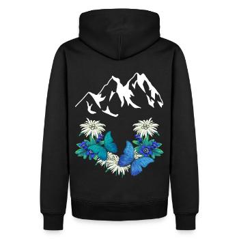 Autriche Suisse Dolomites Salzbourg Tyrol du Sud Alm - Sweat à capuche Premium bio Homme - noir - Dos - Nico (187cm)