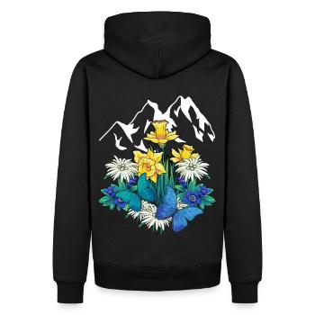 Autriche Tyrol printemps Nature Alm Gentiane Fleurs - Sweat à capuche Premium bio Homme - noir - Dos - Nico (187cm)