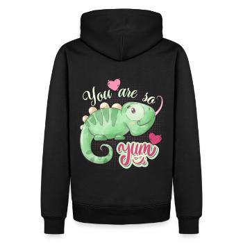 Amorous chameleon funny saying, love-love - Men’s Premium Organic Hoodie - black - Back - Nico (187cm)