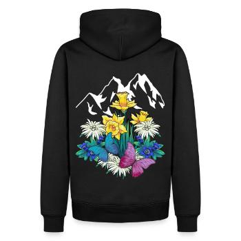 Autriche Tyrol printemps Nature Amoureux de la nature Alm - Sweat à capuche Premium bio Homme - noir - Dos - Nico (187cm)