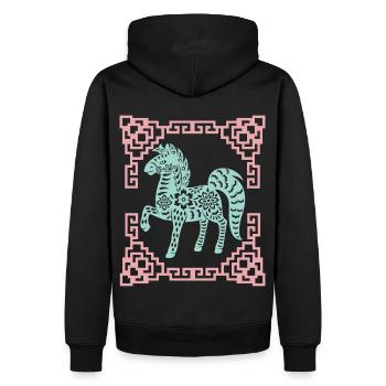Jahr des Pferdes, Chinesisches Horoskop China - Männer Premium Bio Hoodie - Schwarz - Hinten - Nico (187cm)