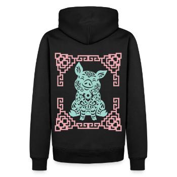 Année du Cochon, horoscope chinois Chine - Sweat à capuche Premium bio Homme - noir - Dos - Nico (187cm)