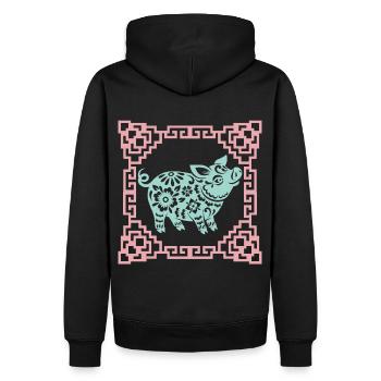 Année du Cochon, horoscope chinois Chine - Sweat à capuche Premium bio Homme - noir - Dos - Nico (187cm)