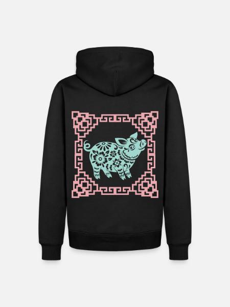 Year of the Pig, Chinese Horoscope China - Men’s Premium Organic Hoodie - black