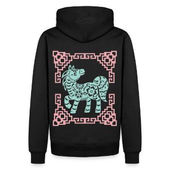 Année du Cheval, horoscope chinois Chine - Sweat à capuche Premium bio Homme - noir - Dos - Nico (187cm)