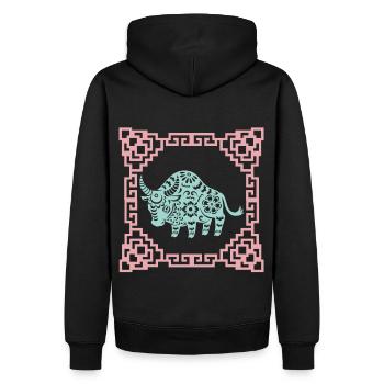 Année du Buffle, horoscope chinois Chine - Sweat à capuche Premium bio Homme - noir - Dos - Nico (187cm)