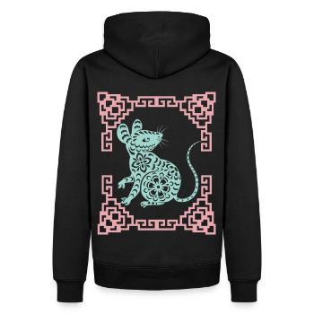 Année du Rat, horoscope chinois Chine - Sweat à capuche Premium bio Homme - noir - Dos - Nico (187cm)