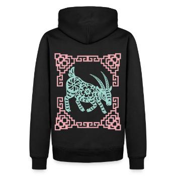 Année de la Chèvre, horoscope chinois Chine - Sweat à capuche Premium bio Homme - noir - Dos - Nico (187cm)