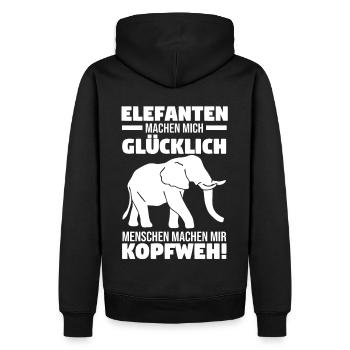 Dickhäuter Rüsseltier Elefant - Männer Premium Bio Hoodie - Schwarz - Hinten - Nico (187cm)