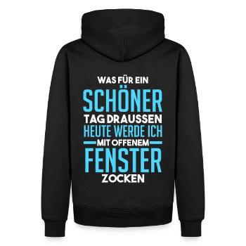 Gaming Zocken Zocker Gamer - Männer Premium Bio Hoodie - Schwarz - Hinten - Nico (187cm)