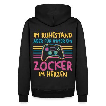 Ruhestand Rentner Gaming Zocken Zocker Gamer - Männer Premium Bio Hoodie - Schwarz - Hinten - Nico (187cm)