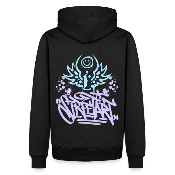 Streetart, Urban-Graffiti, Graffiti-Grunge - Männer Premium Bio Hoodie - Schwarz - Hinten - Nico (187cm)