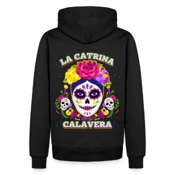 La-Catrina, Catrina-Calavera, Dia-de-los-Muertos - Männer Premium Bio Hoodie - Schwarz - Hinten - Nico (187cm)