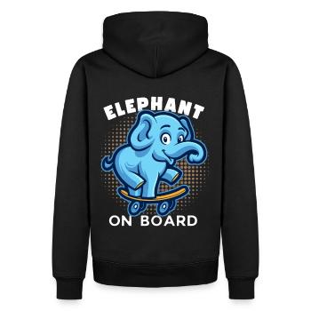 Lustiger Skater Elefant auf Skateboard Spruch - Männer Premium Bio Hoodie - Schwarz - Hinten - Nico (187cm)