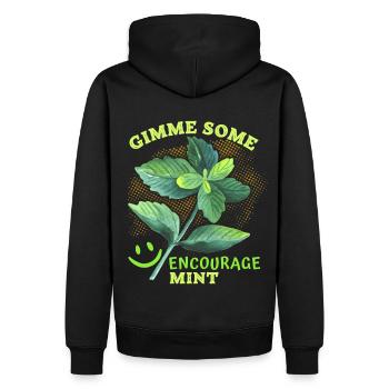 menthe poivrée, menthe drôle menthe poivrée dicton, jeu de mots - Sweat à capuche Premium bio Homme - noir - Dos - Nico (187cm)