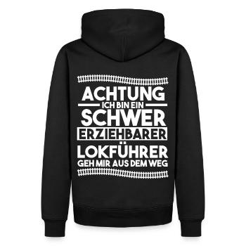 Eisenbahn Dampflok Lokomotive Lokführer - Männer Premium Bio Hoodie - Schwarz - Hinten - Nico (187cm)