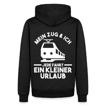 Eisenbahn Dampflok Lokomotive Lokführer - Männer Premium Bio Hoodie - Schwarz - Hinten - Nico (187cm)