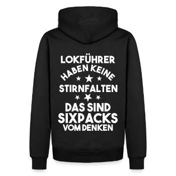 Eisenbahn Dampflok Lokomotive Lokführer - Männer Premium Bio Hoodie - Schwarz - Hinten - Nico (187cm)