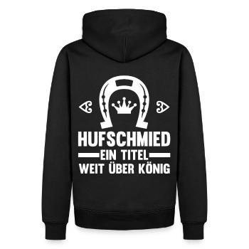 Hufbeschlagschmied König Pferdeschmied Hufschmied - Männer Premium Bio Hoodie - Schwarz - Hinten - Nico (187cm)