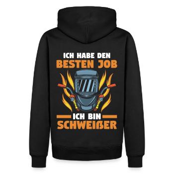 Schweißen Metallbau Metallbauer Schweißer - Männer Premium Bio Hoodie - Schwarz - Hinten - Nico (187cm)