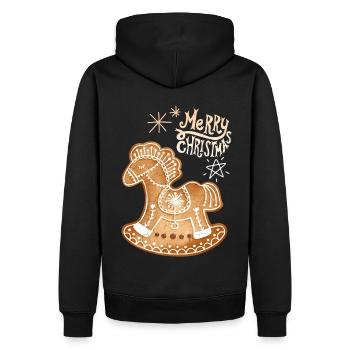 Gingerbread Cheval gingerbread-cheval Noël - Sweat à capuche Premium bio Homme - noir - Dos - Nico (187cm)