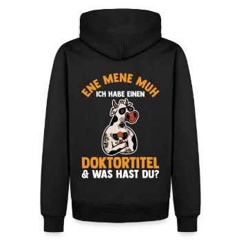 Doktor Abschluss Kuh Doktorand Promotion Doktortit - Männer Premium Bio Hoodie - Schwarz - Hinten - Nico (187cm)