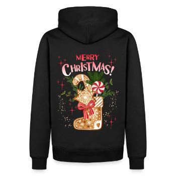 Weihnachten Lebkuchen Stiefel, Nikolaus - Männer Premium Bio Hoodie - Schwarz - Hinten - Nico (187cm)