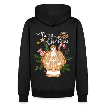 Weihnachten Lebkuchen-Engel, Weihnachtsengel - Männer Premium Bio Hoodie - Schwarz - Hinten - Nico (187cm)