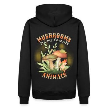Waldpilze, Pilze, lustiger Spruch - Männer Premium Bio Hoodie - Schwarz - Hinten - Nico (187cm)