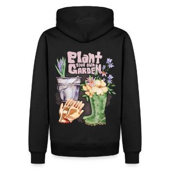 Jardinier, jardinier, jardinage Dicton - Sweat à capuche Premium bio Homme - noir - Dos - Nico (187cm)