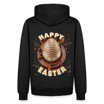 Ostern, Schokolade Osterei, Frohe Ostern Spruch - Männer Premium Bio Hoodie - Schwarz - Hinten - Nico (187cm)