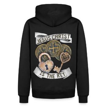 Croix du Christ, Jésus-Christ Clé de verrouillage - Sweat à capuche Premium bio Homme - noir - Dos - Nico (187cm)