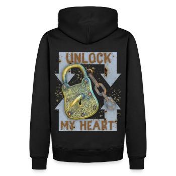 Valentinstag Spruch, Schloss Schlüssel, Liebe-Love - Männer Premium Bio Hoodie - Schwarz - Hinten - Nico (187cm)