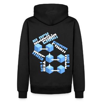 Blockchain-Master Block Chain lustiger Spruch - Männer Premium Bio Hoodie - Schwarz - Hinten - Nico (187cm)
