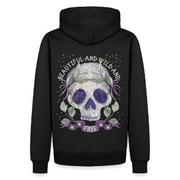 Crâne Couronne de laurier romantique - Sweat à capuche Premium bio Homme - noir - Dos - Nico (187cm)