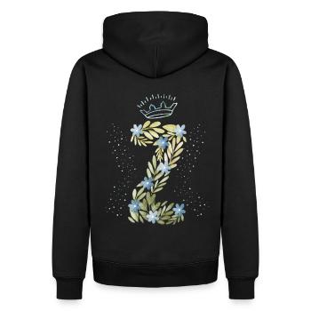 Monogramm Buchstabe Z mit Krone, florales Ornament - Männer Premium Bio Hoodie - Schwarz - Hinten - Nico (187cm)