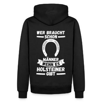Pferd Reitsport Reiten Pferdesport Holsteiner - Männer Premium Bio Hoodie - Schwarz - Hinten - Nico (187cm)
