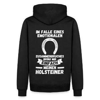 Pferd Reitsport Reiten Pferdesport Holsteiner - Männer Premium Bio Hoodie - Schwarz - Hinten - Nico (187cm)