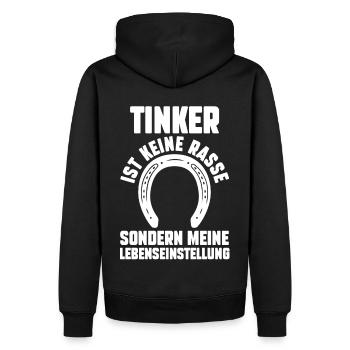 Pferd Reitsport Reiten Pferdesport Tinker - Männer Premium Bio Hoodie - Schwarz - Hinten - Nico (187cm)